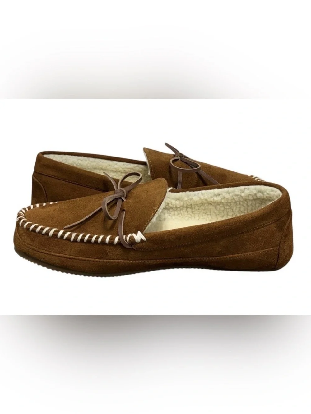 NEW Polo Ralph Lauren Men's Suede Moccasin Slippers Brown Size 13 House Shoes
